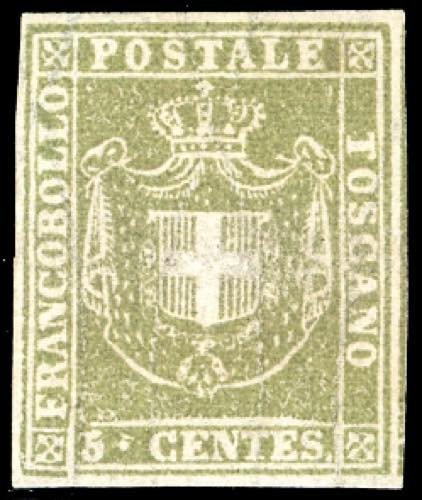 1860 - 5 cent. verde oliva (18a), ... 