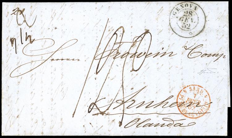 SARDEGNA-OLANDA 1852 - Lettera di ... 