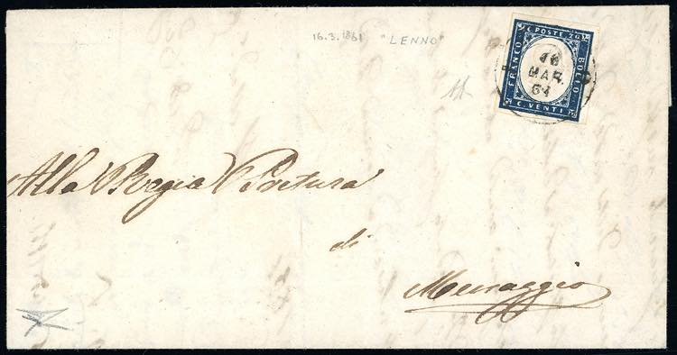 1861 - 20 cent. azzurro scurissimo ... 