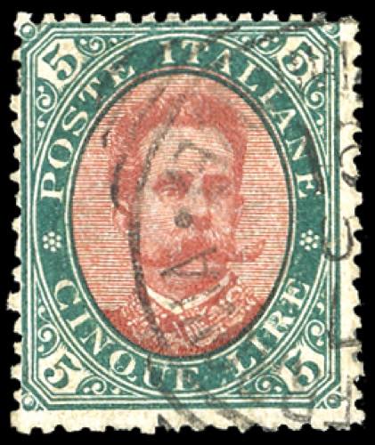 1889 - 5 lire verde e carminio ... 