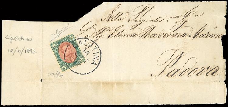 1892 - 5 lire verde e carminio ... 