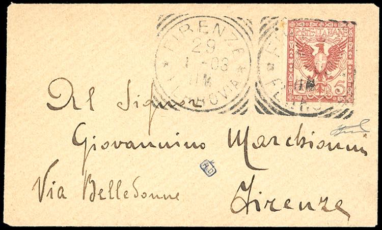 1908 - 5 cent. rosso bruno ... 