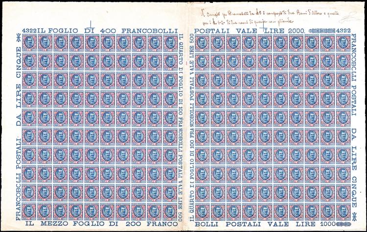 1901 - 5 lire azzurro e rosa, ... 