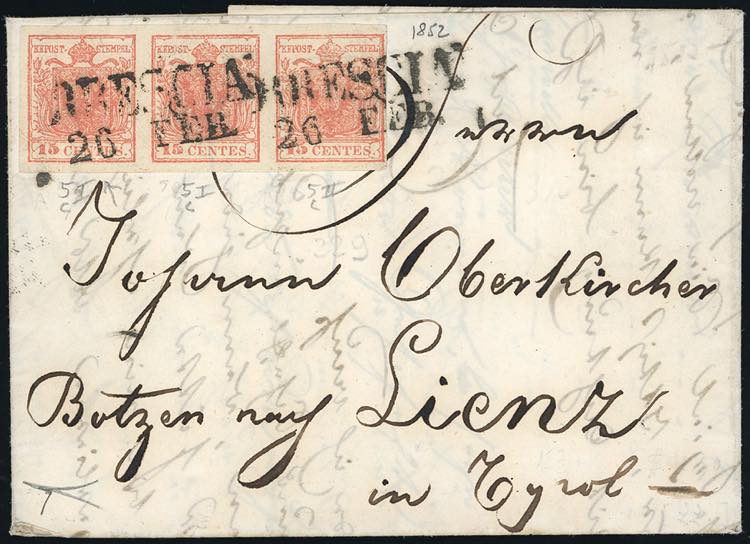 1852 - 15 cent. rosa carnicino, ... 