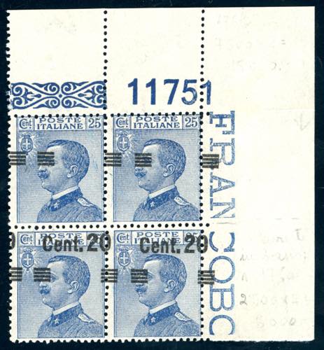 1925 - 20 su 25 cent., blocco di ... 