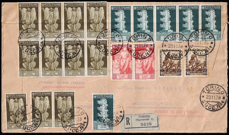 1938 - 10 cent., striscia di ... 