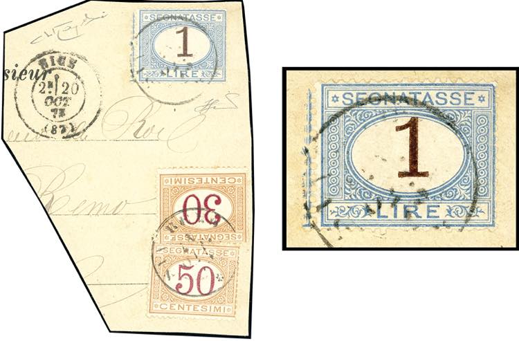 1870 - 1 lira azzurro chiaro e ... 