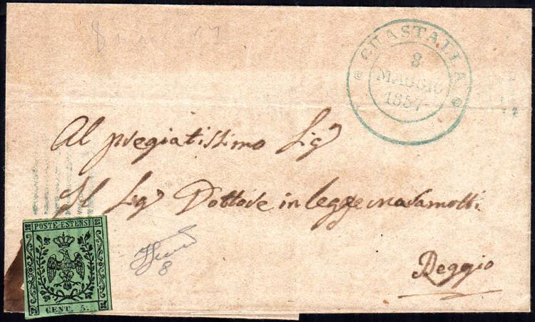 1857 - 5 cent. verde oliva (8), ... 