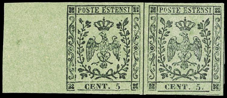 1852 - 5 cent. verde oliva, punto ... 