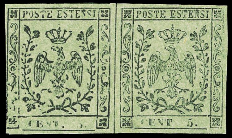 1852 - 5 cent. verde oliva, punto ... 
