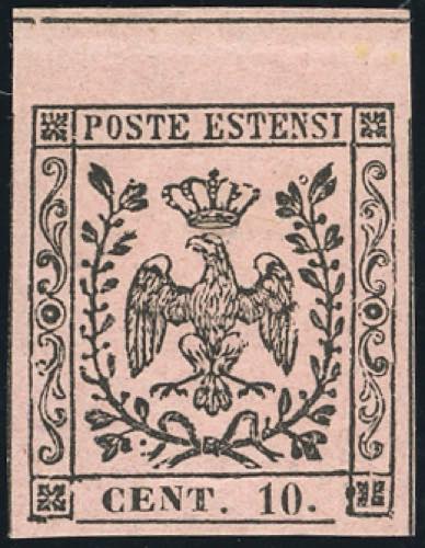 1854 - 10 cent. rosa, punto dopo ... 