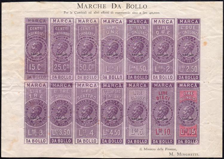 1863 - Foglietto con 14 esemplari ... 