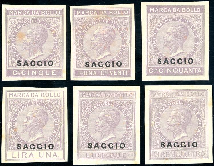 1863 - Sei marche da bollo, valori ... 