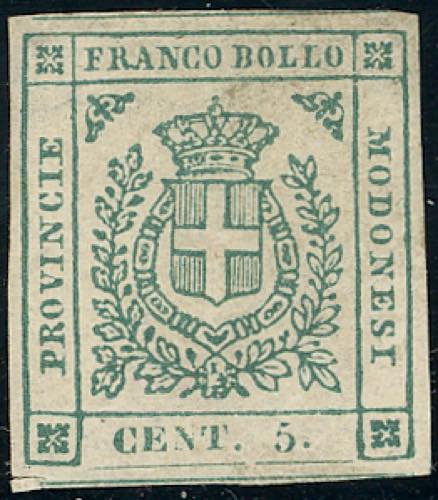 1859 - 5 cent. verde (12),  gomma ... 