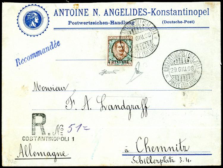 COSTANTINOPOLI 1908  - 4 pi. su 1 ... 