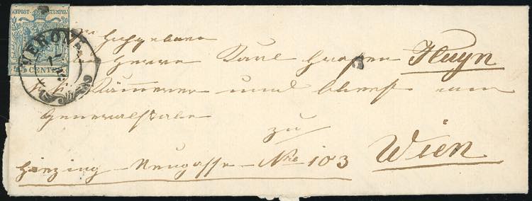 1854 - 45 cent. azzurro ardesia, ... 