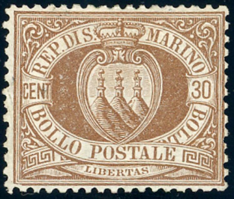 1877 - 30 cent. Stemma (6), buona ... 