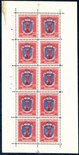 1945 - 20 lire Stemmi, minifoglio, ... 