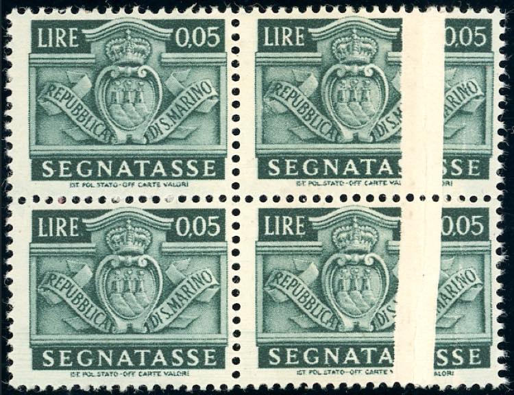 1945 - 5 cent. Stemma, blocco di ... 