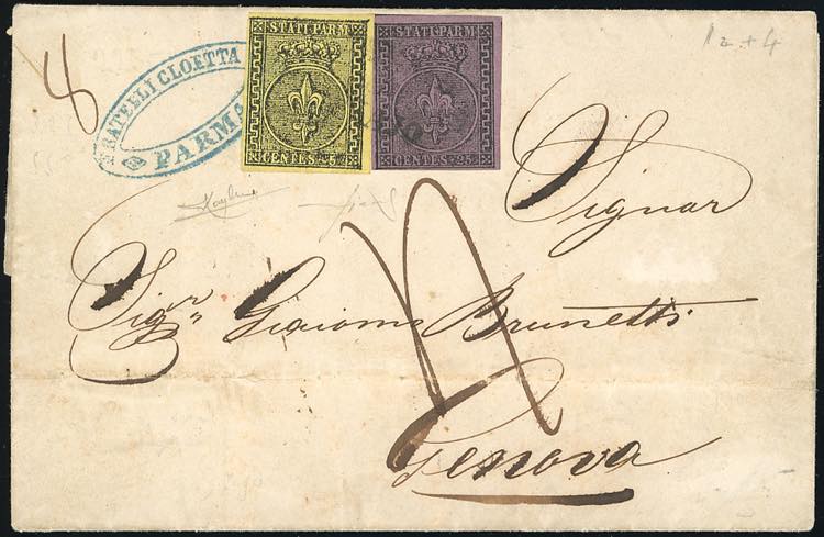 1853 - 25 cent. violetto, 5 cent. ... 