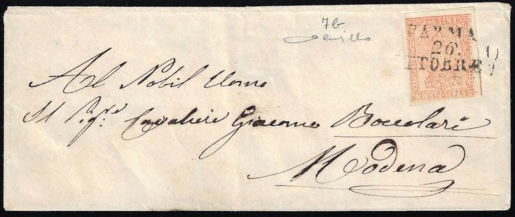 1854 - 15 cent. vermiglio chiaro, ... 