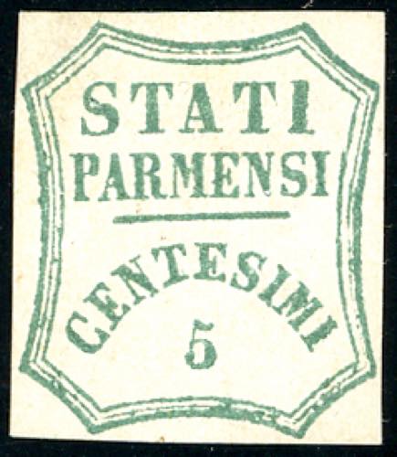 1859 - 5 cent. verde azzurro, I ... 