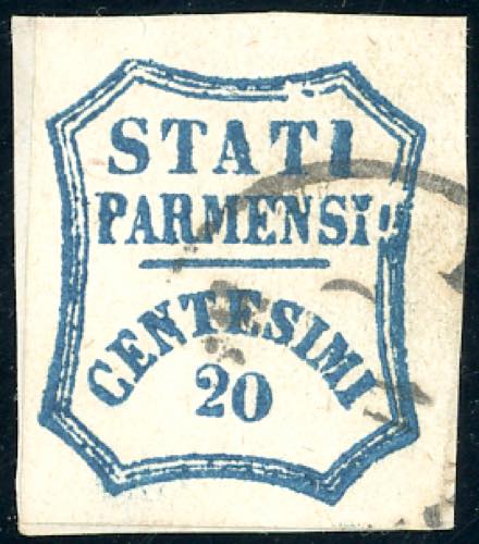 1859 - 20 cent. azzurro scuro ... 