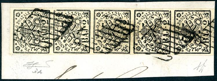 1867 - 2 baj bianco (3A), striscia ... 