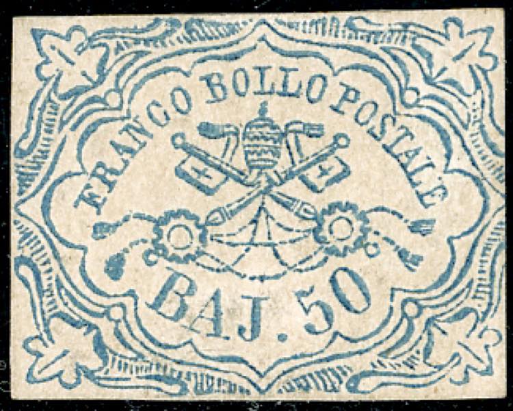 1852 - 50 baj azzurro (10), nuovo ... 