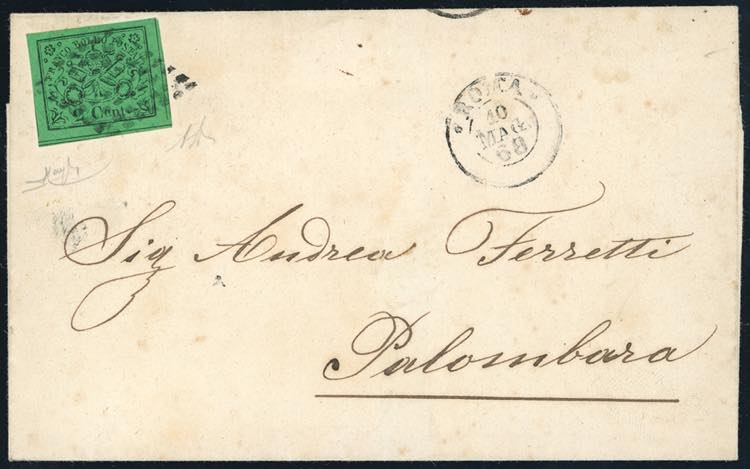 1868 - 2 cent. verde giallo (13), ... 