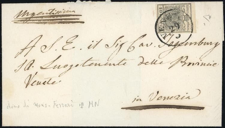 1850 - 10 cent. grigio nero, ... 