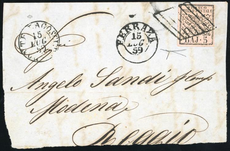 1859 - 5 baj rosa carminio (6A), ... 