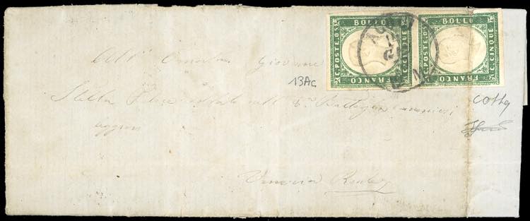 1857 - 5 cent. verde scuro (13Ac), ... 