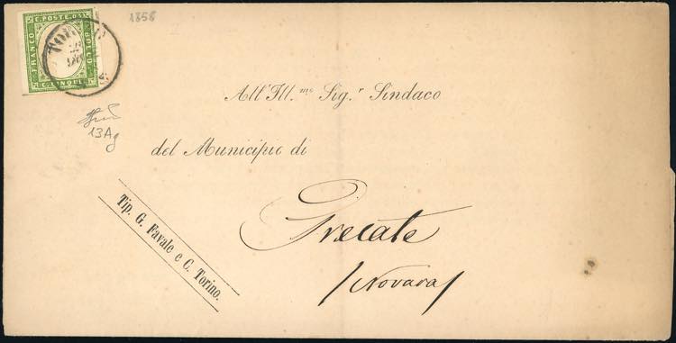 1858 - 5 cent. verde giallo ... 