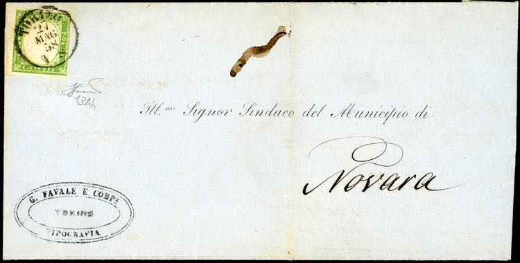 1858 - 5 cent. verde giallo, ... 