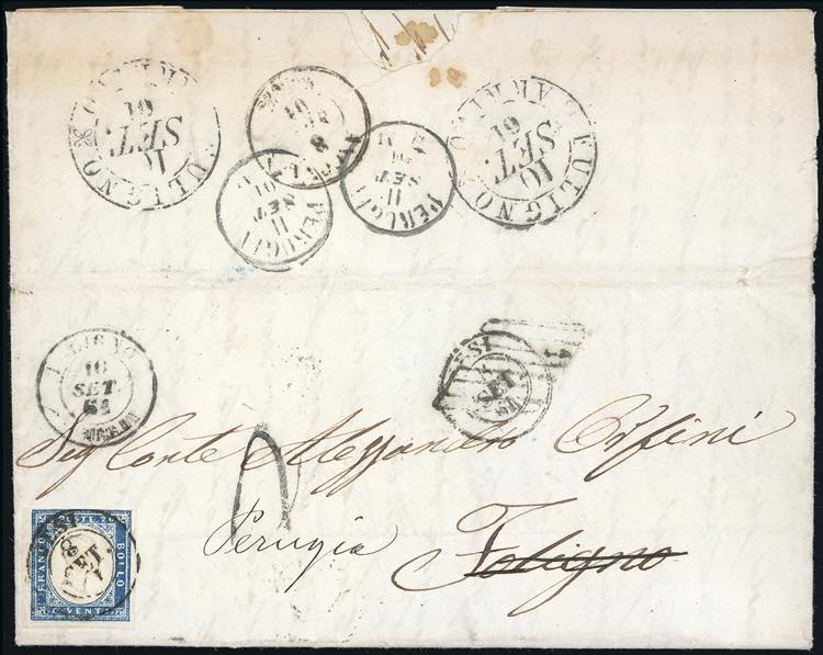 1861 - 20 cent. azzurro oltremare ... 