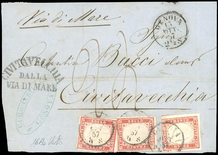 1857 - 40 cent. rosso scarlatto ... 
