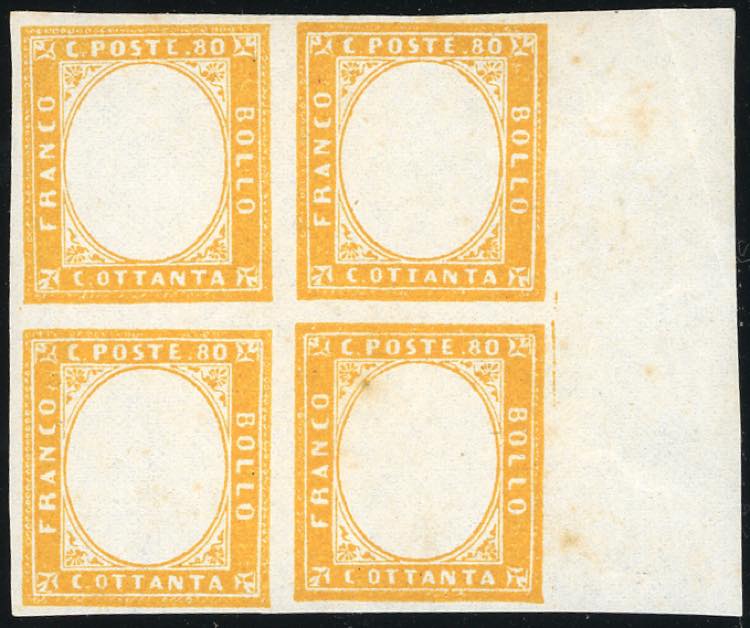 1861 - 80 cent. giallo arancio, ... 