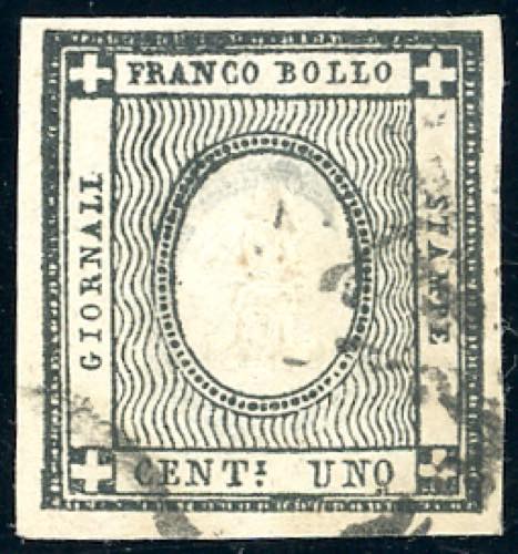 1861 - 1 cent. nero verdastro per ... 