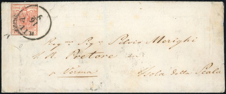 1852 - 15 cent. rosso, III tipo, ... 