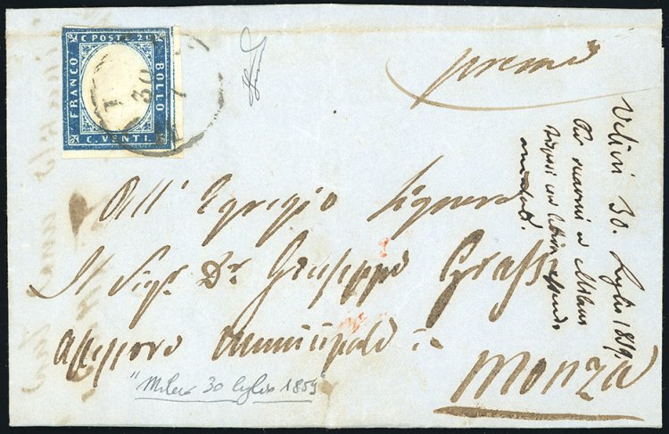 1859 - 20 cent. azzurro scuro ... 