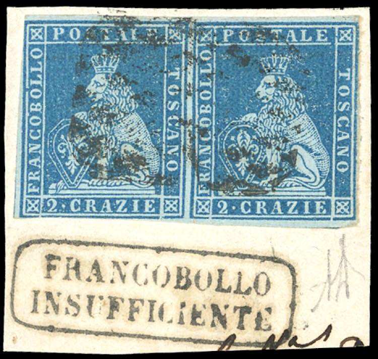 1851 - 2 crazie azzurro vivo su ... 
