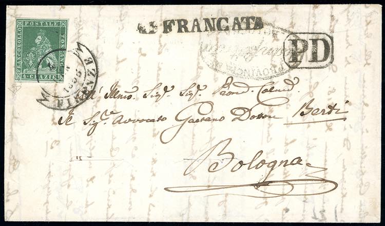 1855 - 4 crazie verde su grigio ... 