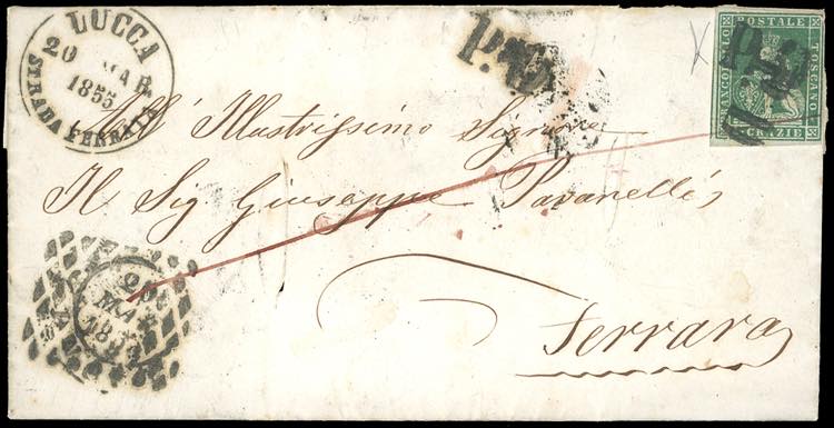 1855 - 4 crazie verde su grigio ... 