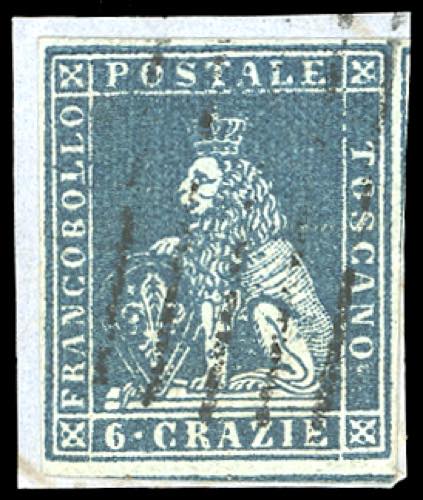 1851 - 6 crazie ardesia su grigio ... 