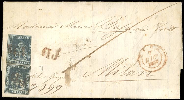 1855 - 6 crazie grigio scuro su ... 