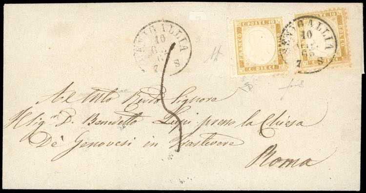 1863 - 10 cent. bistro giallastro ... 