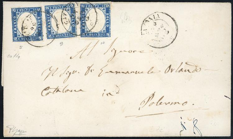 1863 - 15 cent. azzurro tipo ... 