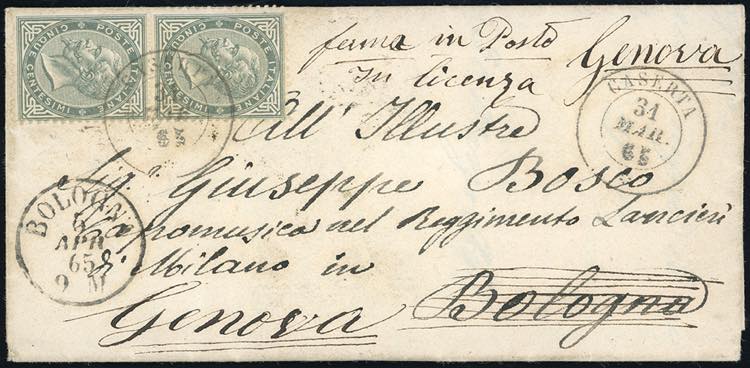 1865 - 5 cent. De La Rue, tiratura ... 