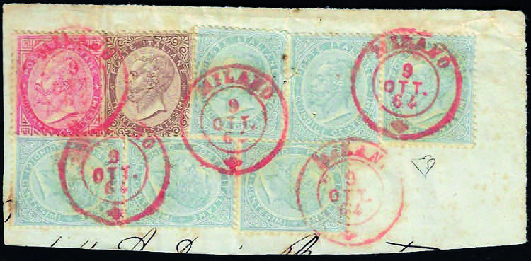 1863 - 15 cent., sei esemplari, 30 ... 